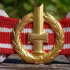 Sotaveteraani kullanvärinen merkki Rusetilla. Halkaisija - 2 - pikkukuva 2