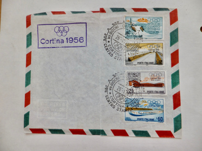 VANHA FDC Ensipäiväkuori Olympia 1956 Cortina Italia