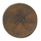 Ruotsi 1 ÖR, S.M., 1760, ½ Skilling 1802; Venäjä 2 kop - pikkukuva 3