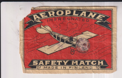 Aeroplane, Safety Match, Made in Finland , e38