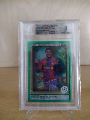 Ronaldinho green refractor, legends, BGS 9, FC Barcelona