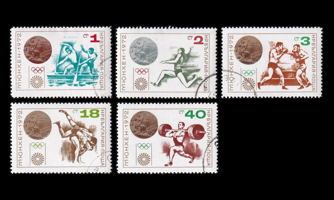 Bulgaria 2185-9 o Münchenin kesäolympialaisten mitalisteja