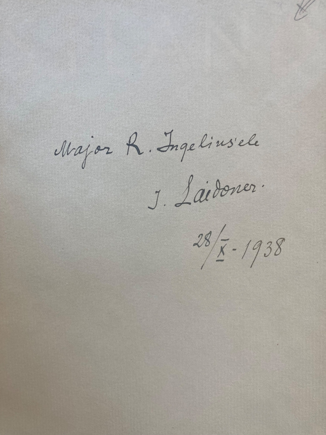 J.LAIDONER: OMISTE/DEDICATION/ EDUARD TASKA: ESTLAND, 1938