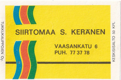 Siirtomaa S. Keränen. Vaasankatu 6  b418