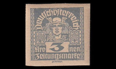 Itävalta 311y ** Sanomalehtimerkki 3 Kr harm.pap (1920)