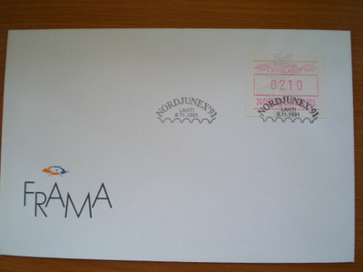 FDC ATM11 NORDJUNEX '91 2,10 mk 8.11.1991