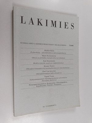 Lakimies 7/1996 : Suomalaisen lakimiesyhdistyksen aikakau...