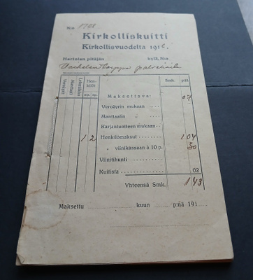 Hartola Kirkolliskuitit N:o 1728-1771 , v. 1916