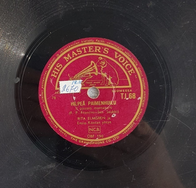 Savikiekko 1955 - Rita Elmgren - His Master's VoiceTJ 68