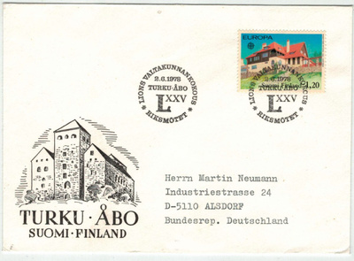 1978 Eurooppa 1,20mk kirje Saksaan