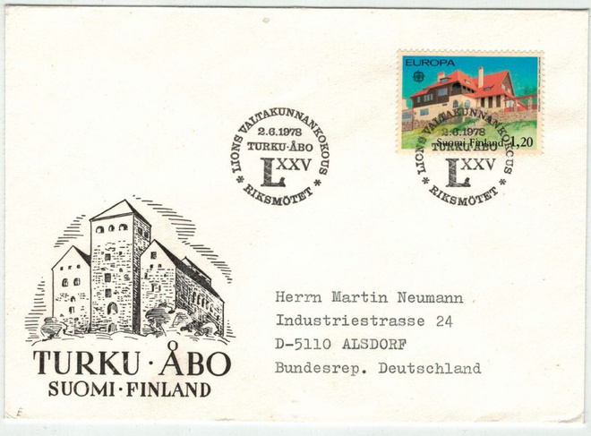 1978 Eurooppa 1,20mk kirje Saksaan