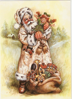Joulupukki lahjoineen
