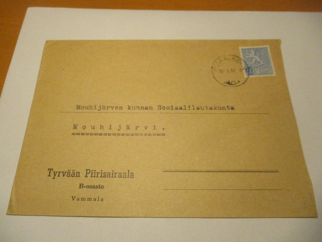 1962 Punkalaidun Tyrvään piirisairaala B - osasto Vammala