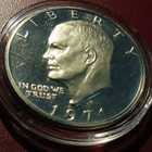 Vuoden 1971 S hopeinen proof-isku 1$ US Eisenhower-kolikko - pikkukuva 1