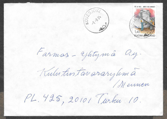 Postilähetys -  Työ ja taito (LAPE 940) Kovesjoki 1.8.1984