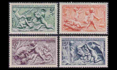 Ranska 877-80 ** Neljä vuodenaikaa veistokset. (1949)