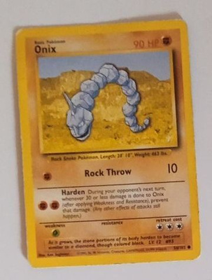 MAATYYPIN POKEMON KORTTI ONIX , VANHA