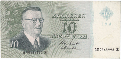 10 Markkaa 1963 Litt.A AM-tähti, kl.4