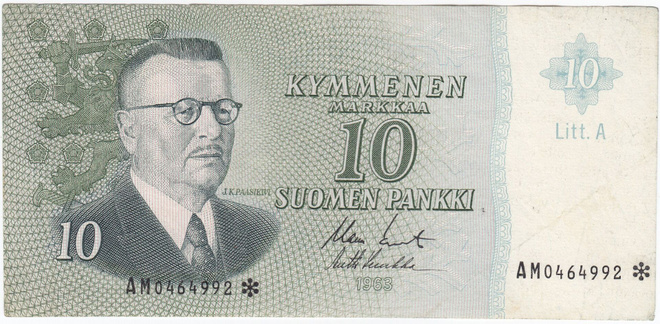 10 Markkaa 1963 Litt.A AM-tähti, kl.4