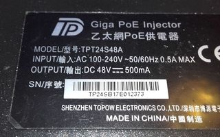 Giga PoE Injector TPT24S48A TPT24S48A 48V 500mA PoE