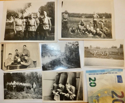 7xVANHA Valokuva Sotilaat Konekivääri Vessakäynti ym 1920-l