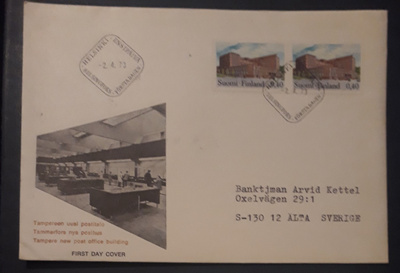 1973  Treen postitalo 0,40mk FDC merkkiparilla