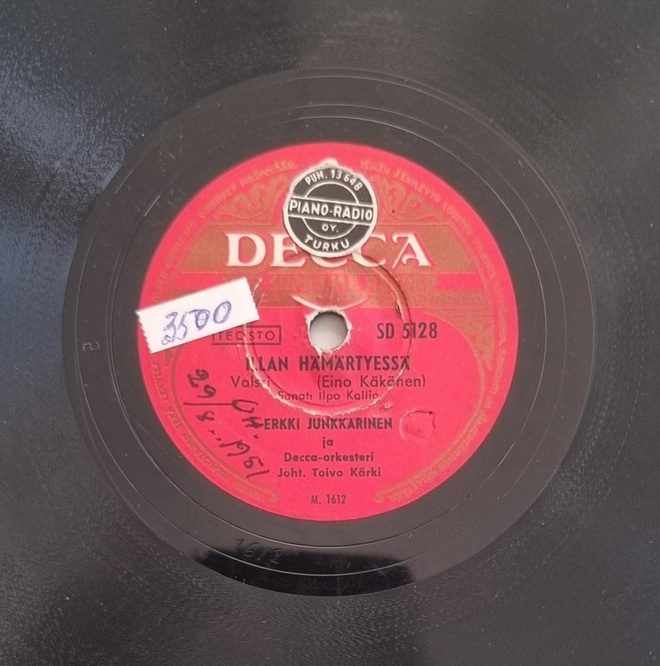 Savikiekko 1951 - Erkki Junkkarinen - Decca SD 5128