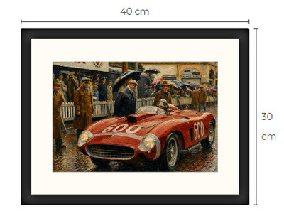 Uusi Ferrari Juan Manuel Fangio F1 art print 30 cm x 40 cm