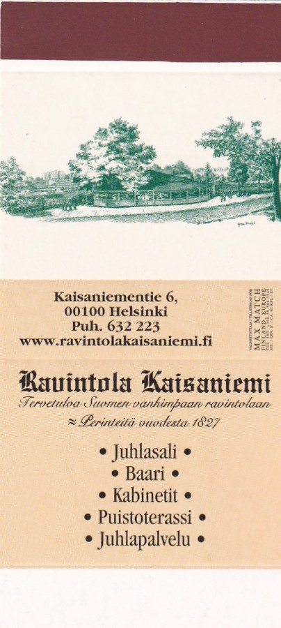 Helsinki, Ravintola Kaisaniemi , MAX Match, aski ,aihio b437