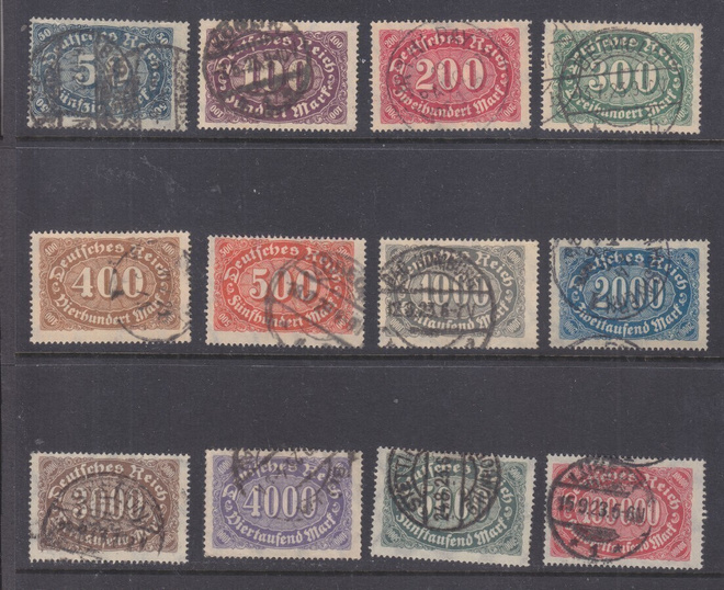 Saksa Reich 1922-23 LaPe 242-253 leimattuna