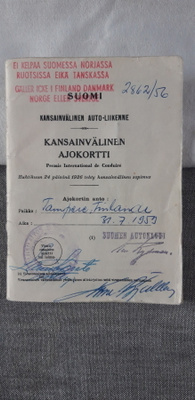 Vanha kansainvälinen ajokortti, Tampere v. 1959