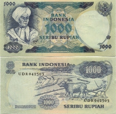 Indonesia 1000 Rupiah 1975 UNC, P-113, UNC