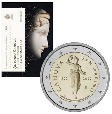 ** SAN MARINO 2€ 2022 Canova kansiossa **