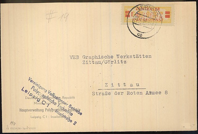 DDR Verwaltungspost Mi 19 kirje LEIPZIG