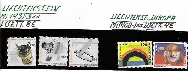 LIECHTENSTEIN Mi 1431-3**8€+LIECH..EUROPA 2MERKKIÄ**4€