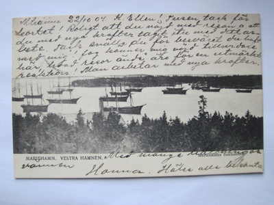 VANHA Postikortti Ahvenanmaa Maarianhamina Laivat 1904