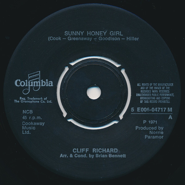 7” SINGLE Cliff Richard - Sunny Honey Girl