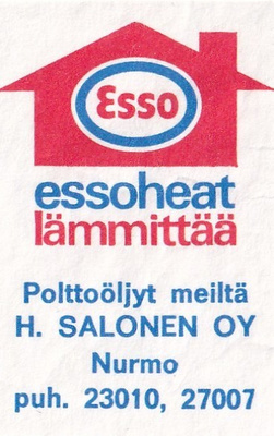 Nurmo, H. Salonen Oy,  ESSO, essoheat lämmittää  , 2/12