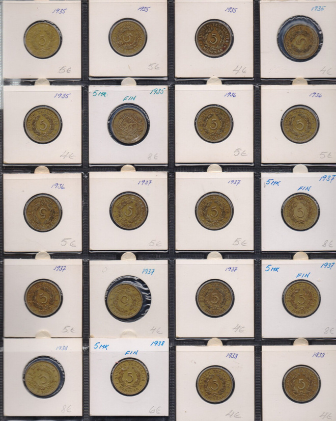 1935-1938 5 markkaa 20kpl