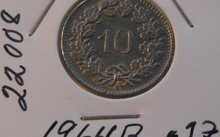 SVEITSI  10 Rappen  v. 1964B   KM#27    Circ