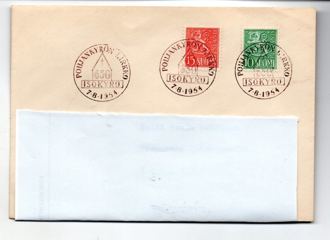 Isokyrö: Pohjankyrön kirkko  (erikoisleima 7.8.1954)