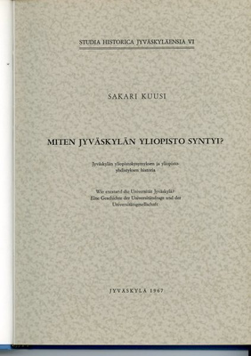 Miten Jyväskylän yliopisto syntyi