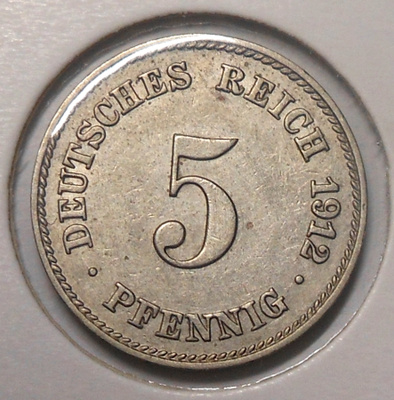 Saksa. 5 pfennig 1912J.