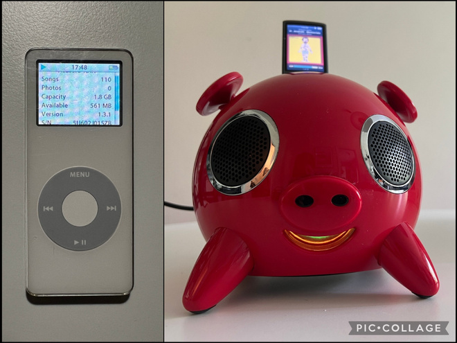 Apple iPod Nano 1st Gen ja Love Pig Kaiutin.