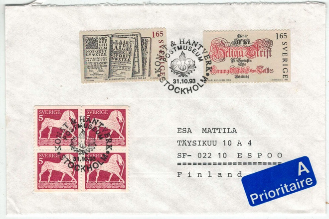 Ruotsi Mi 1227 ym kirje Suomeen