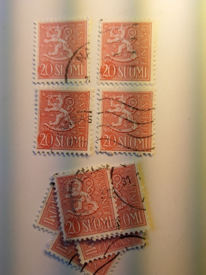 Malli 1954 Leijona punainen postimerkki 20 markka