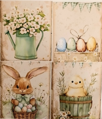 Kuviokartonki PÄÄSIÄINEN / 4 kpl -setti / 13 x 15 cm