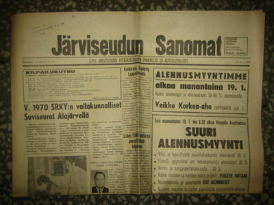 Sanomalehti: Järviseutu + Sanomat , 3 kpl