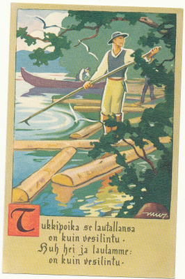 Martta WENDELIN - Tukkipoika - vanha kortti