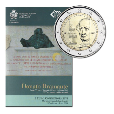 ** SAN MARINO 2€ 2014 Bramante kansiossa **